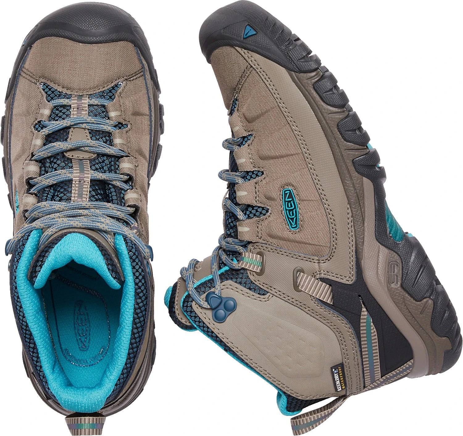'Keen Outdoor' Women's Targhee EXP WP Mid Hiker - Brindle / Blue Coral 2 'Keen Outdoor' Women's Targhee EXP WP Mid Hiker - Brindle / Blue Coral - Image 2