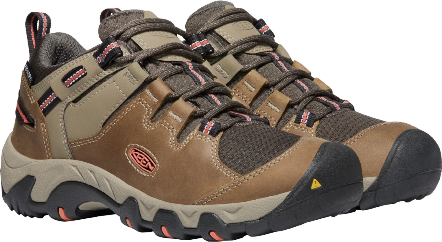 'Keen Outdoor' Women's Steens WP Leather Low Hiker - Timberwolf / Coral 4 'Keen Outdoor' Women's Steens WP Leather Low Hiker - Timberwolf / Coral - Image 4