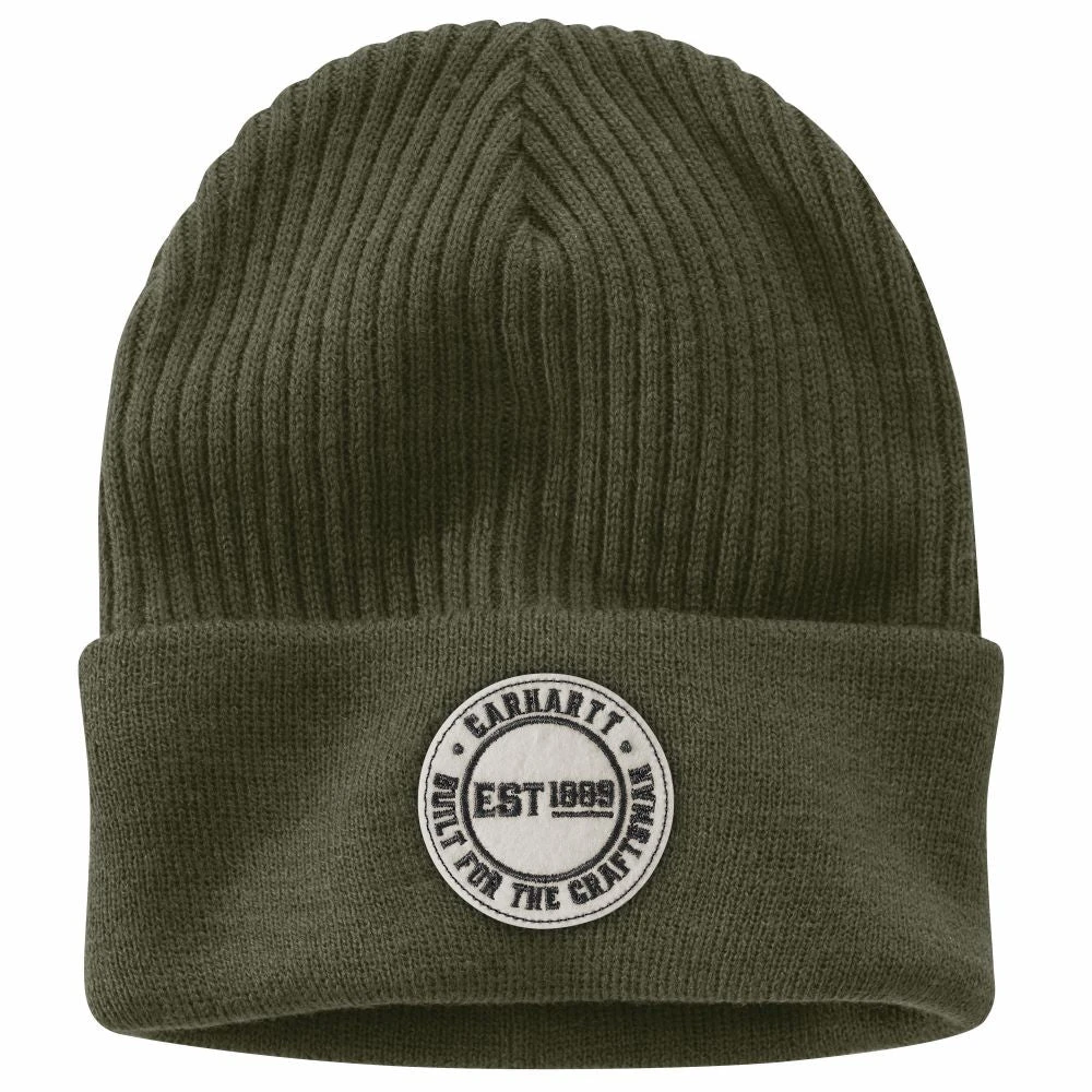 'Carhartt' Knit Cuffed Craftsman Patch Beanie - Basil 1 'Carhartt' Knit Cuffed Craftsman Patch Beanie - Basil