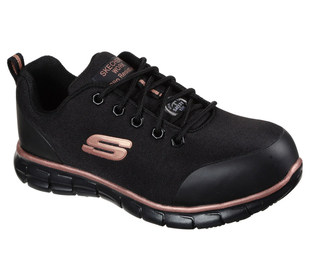'Skechers' Women's Sure Track Chiton EH Alloy Toe - Black / Rose Gold 1 'Skechers' Women's Sure Track Chiton EH Alloy Toe - Black / Rose Gold