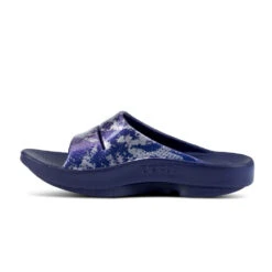 'OOFOS' Women's OOahh Slide Limited Edition - Navy / Silver / Silver Snake -Fashion Shoes 1103NVYSILSNK shot4 1024x1024@2x