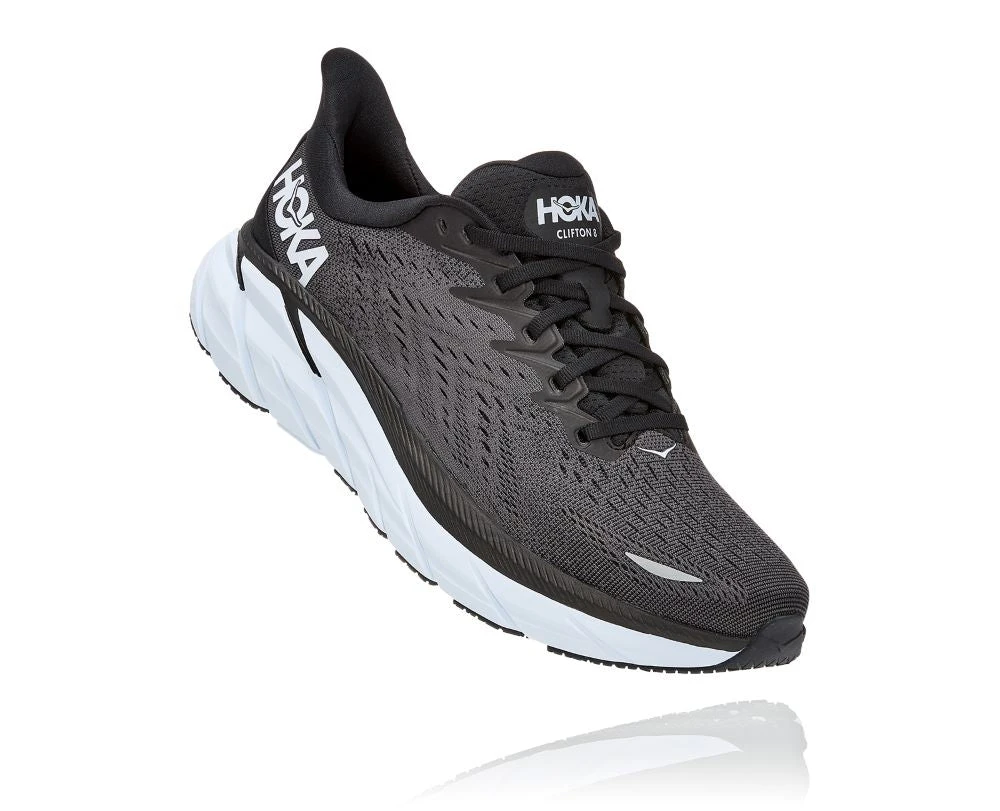 'HOKA' Men's Clifton 8 - Black / White (Wide) 1 'HOKA' Men's Clifton 8 - Black / White (Wide)