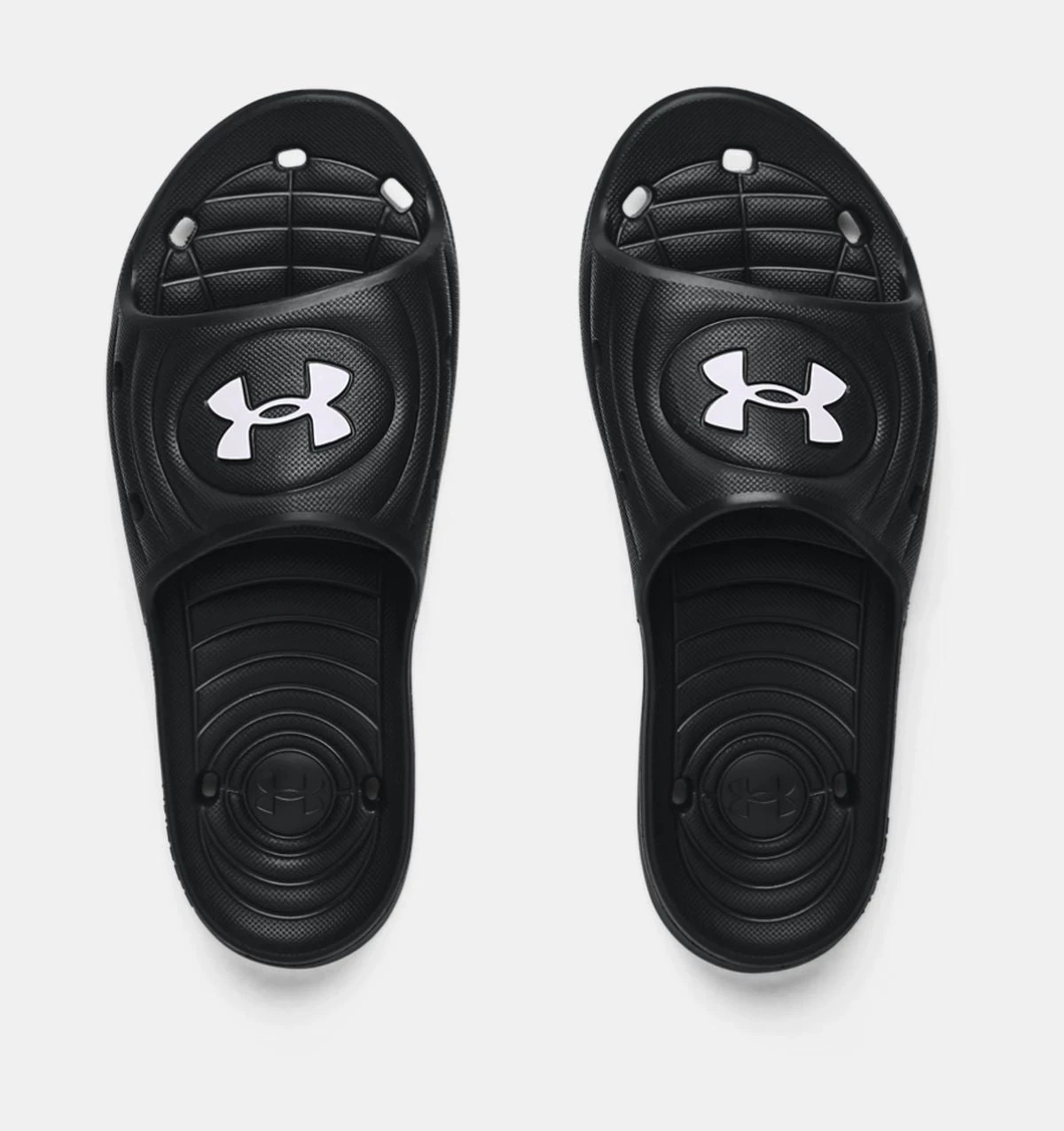 'Under Armour' Men's Locker IV Slide Sandal - Black / Black / White 2 'Under Armour' Men's Locker IV Slide Sandal - Black / Black / White - Image 2