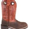 'Smoky Mountain' Youth 8.5" Bronco Western Square Toe - Brown Distress / Burnt Orange