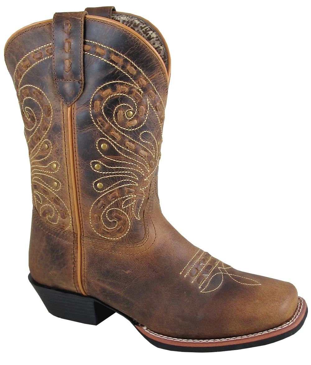 'Smoky Mountain' Women's 9" Shelby Western Square Toe - Brown Waxed Distress 1 'Smoky Mountain' Women's 9" Shelby Western Square Toe - Brown Waxed Distress