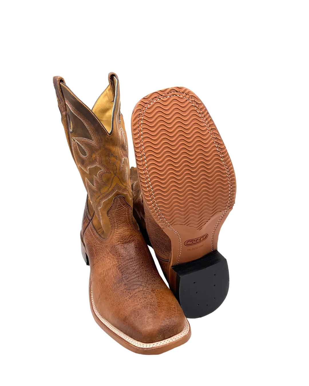 'Boulet' Men's 12" Saddle Vamp Western Square Toe - Shrunken Bomber / Ambergold 3 'Boulet' Men's 12" Saddle Vamp Western Square Toe - Shrunken Bomber / Ambergold - Image 3