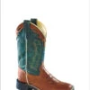 'Old West' Child's 9" Western Square Toe - Cognac / Teal