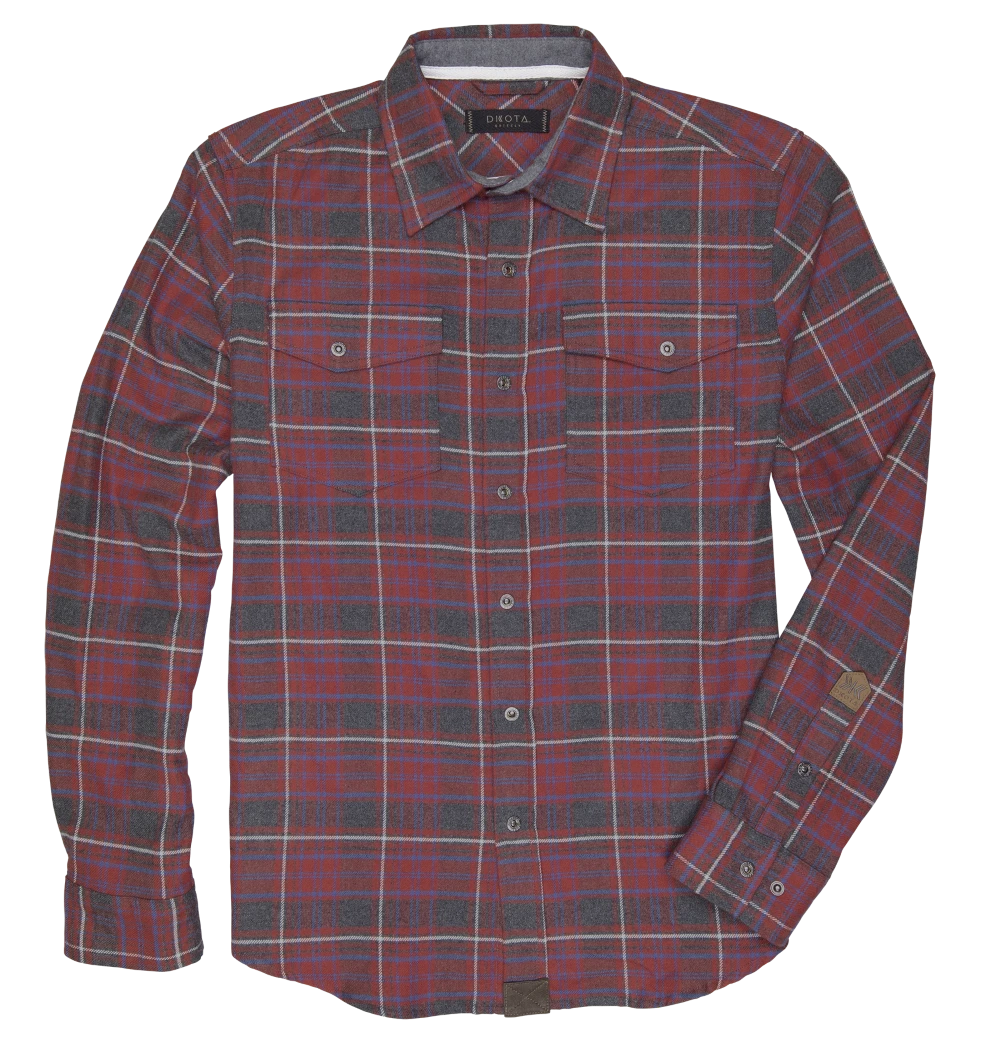 'Dakota Grizzly' Men's Riley Snap Front Flannel - Crimson 1 'Dakota Grizzly' Men's Riley Snap Front Flannel - Crimson