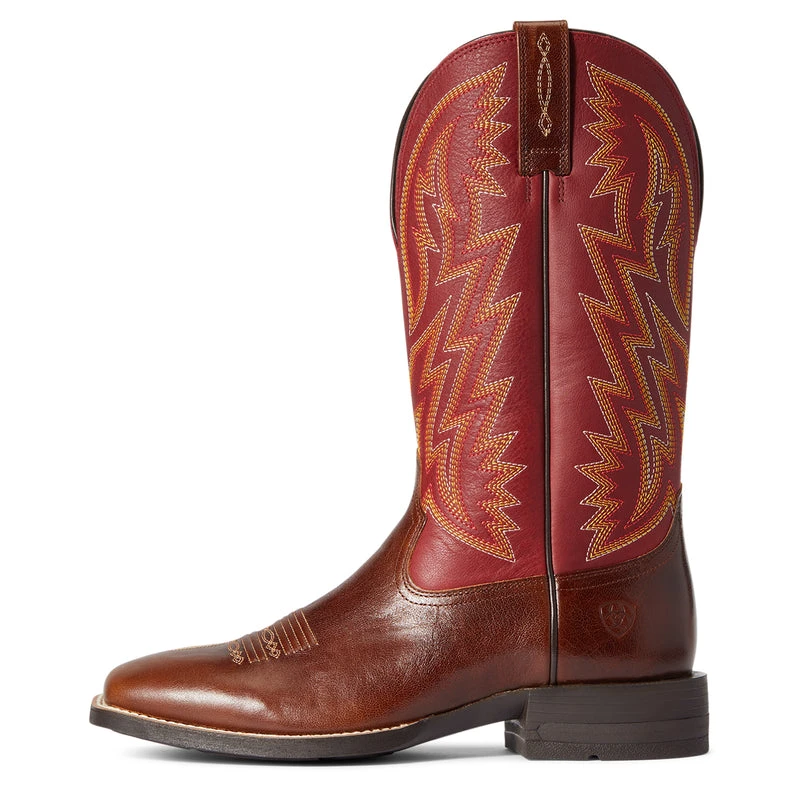 'Ariat' Men's Dynamic Western Square Toe - Crest Brown / Macaw Red 1 'Ariat' Men's Dynamic Western Square Toe - Crest Brown / Macaw Red
