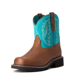 'Ariat' Youth Fatbaby Heritage Round Toe - Brown / Turquoise 9 'Ariat' Youth Fatbaby Heritage Round Toe - Brown / Turquoise -Fashion Shoes F21 YTH WEST 10038376 3 4 front 1024x1024@2x