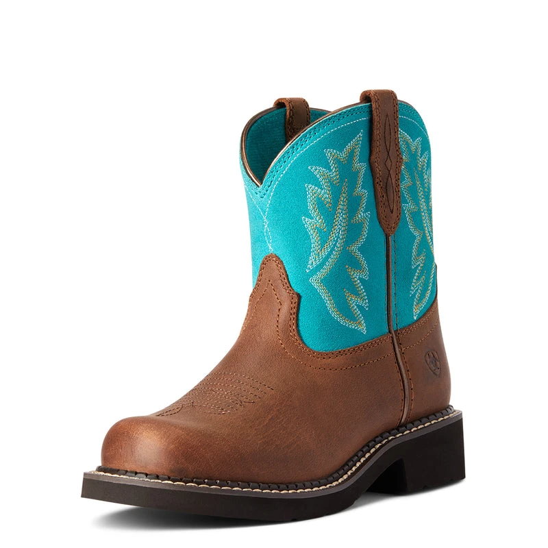 'Ariat' Youth Fatbaby Heritage Round Toe - Brown / Turquoise 4 'Ariat' Youth Fatbaby Heritage Round Toe - Brown / Turquoise - Image 4