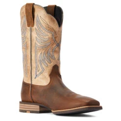 'Ariat' Men's 12" Everlite Blazin Western Square Toe - Whole Wheat / Sand Dollar -Fashion Shoes F22 MNS WEST 10042436 medial 1024x1024@2x