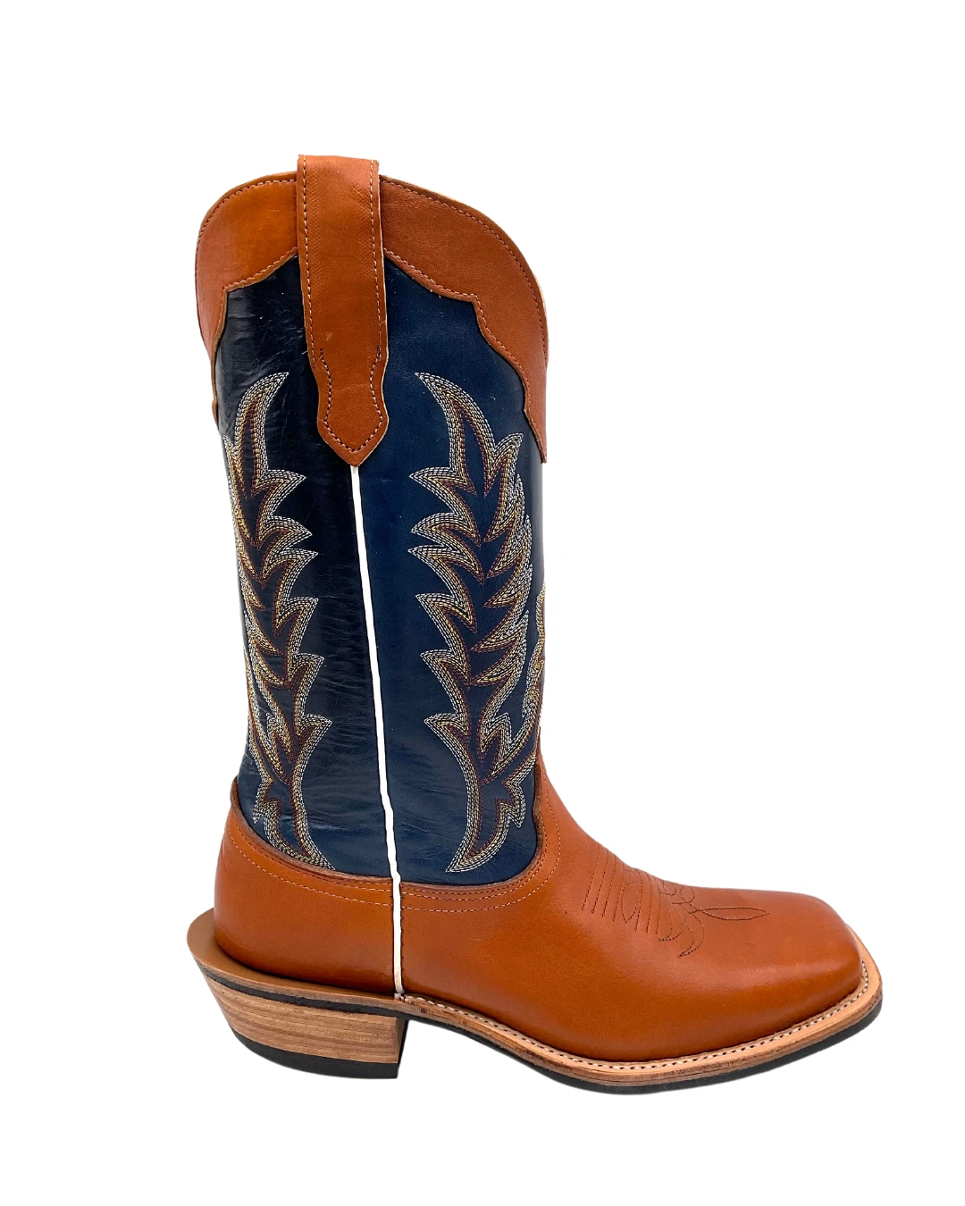 'Fenoglio Boots' Men's 13" Boomer Western Square Toe - Russet / Blue 1 'Fenoglio Boots' Men's 13" Boomer Western Square Toe - Russet / Blue