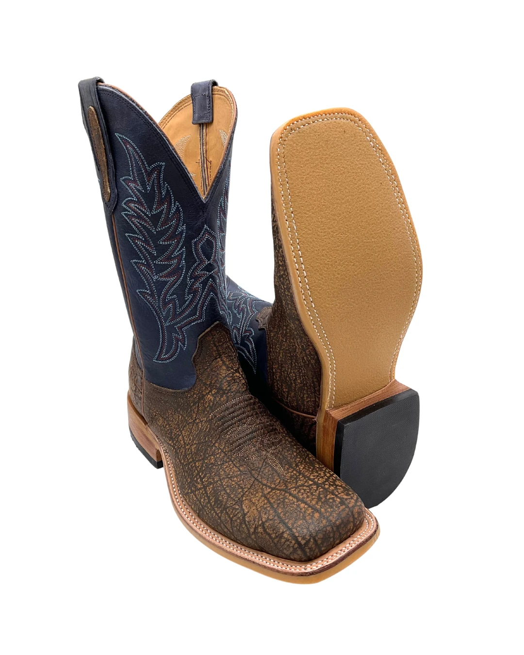 'Fenoglio' Men's 12" Cape Buffalo Western Square Toe - Tan / Blue 3 'Fenoglio' Men's 12" Cape Buffalo Western Square Toe - Tan / Blue - Image 3