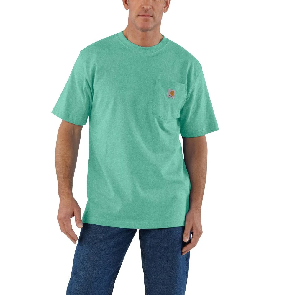'Carhartt' Men's Loose Fit Heavyweight Pocket T-Shirt - Sea Green Heather 1 'Carhartt' Men's Loose Fit Heavyweight Pocket T-Shirt - Sea Green Heather