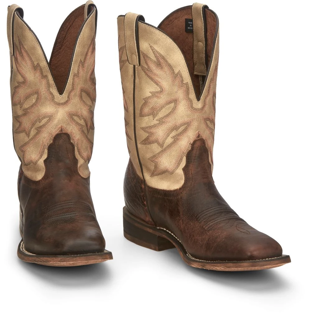 'Nocona' Men's 11" Henry Western Square Toe - Antiqued Brown Cowhide / Vintage Stone 8 'Nocona' Men's 11" Henry Western Square Toe - Antiqued Brown Cowhide / Vintage Stone - Image 8