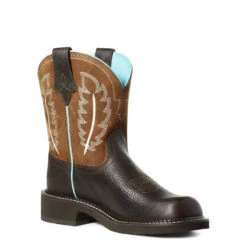 'Ariat' Women's 8" Fatbaby Feather II Western Round Toe - Dark Cottage -Fashion Shoes S21 WMS WEST 10034009 medial 1024x1024@2x