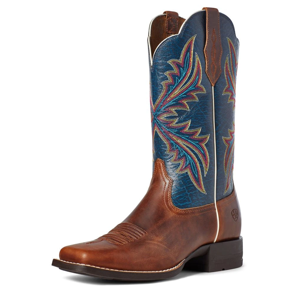 'Ariat' Women's West Bound Square Toe - Russet Rebel / Crackle Navy 5 'Ariat' Women's West Bound Square Toe - Russet Rebel / Crackle Navy - Image 5