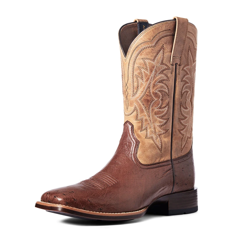 'Ariat' Men's 11" Night Life Ultra Western Square Toe - Antique Tabac Smooth Quill Ostrich / Sorrel Brown 4 'Ariat' Men's 11" Night Life Ultra Western Square Toe - Antique Tabac Smooth Quill Ostrich / Sorrel Brown - Image 4
