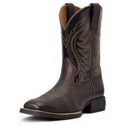 'Ariat' Youth Amos Square Toe - Red-Brown / Black -Fashion Shoes S22 YTH WEST 10040333 3 4 front 1024x1024@2x
